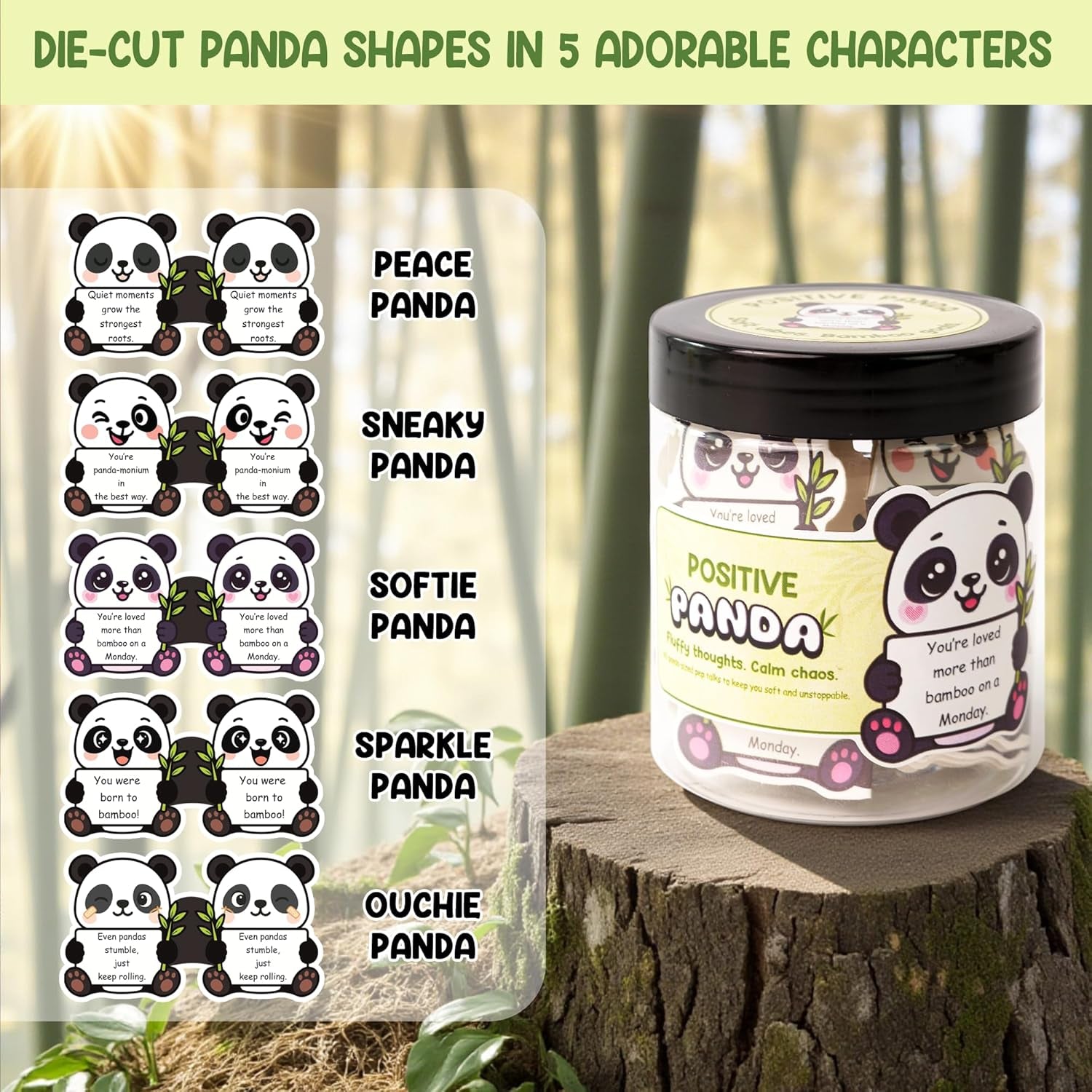 Positive Panda Jar – Emotional Support Panda Birthday Gifts for Women Men, Boss Day Gift, Halloween Stocking Stuffer Christmas Gifts for Teens Tweens Daughter Son, Unique Teen Girl Gift Trendy Stuff