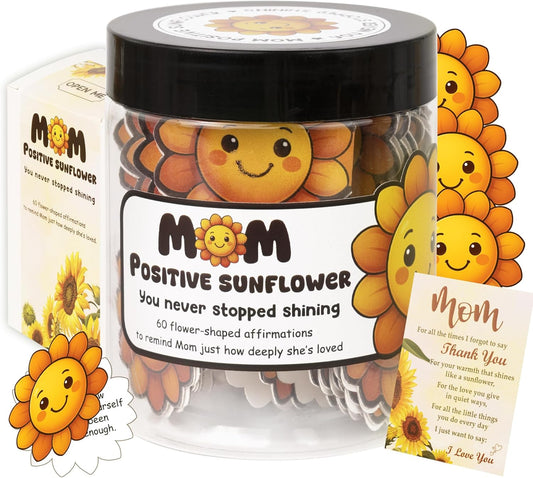 60 Positive Sunflower Cards, Affirmation Cards for Women, Mothers Day Gifts from Daughter or Son, Sunflower Gifts for Mom, Inspirational Messages for Mothers, Wife, Grandma