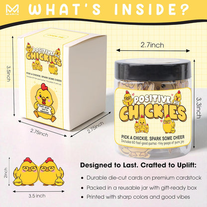 60 Positive Chick Cards Jar, Daily Affirmation Cards for Women, Girls, Coworkers, Best Friends - Emotional Support Chick - Birthday Gift for Womens - Teen Girl Gifts Trendy