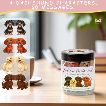 Positive Dachshund Jar – 60 Positive Affirmation Cards for Women, Mindfulness Cards, Stress Relief & Self Care Gifts for Women, Teen Girl, Birthday Gift for Her, Friendship Gift, Dachshund Gifts