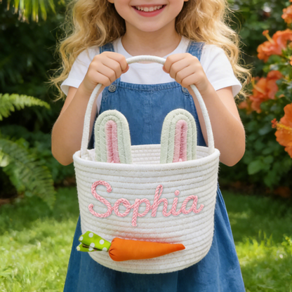 Rabbit Ear & Pure Carrot Hand Basket - Personalized Easter Basket