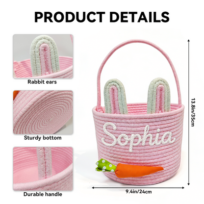 Rabbit Ear & Pure Carrot Hand Basket - Personalized Easter Basket