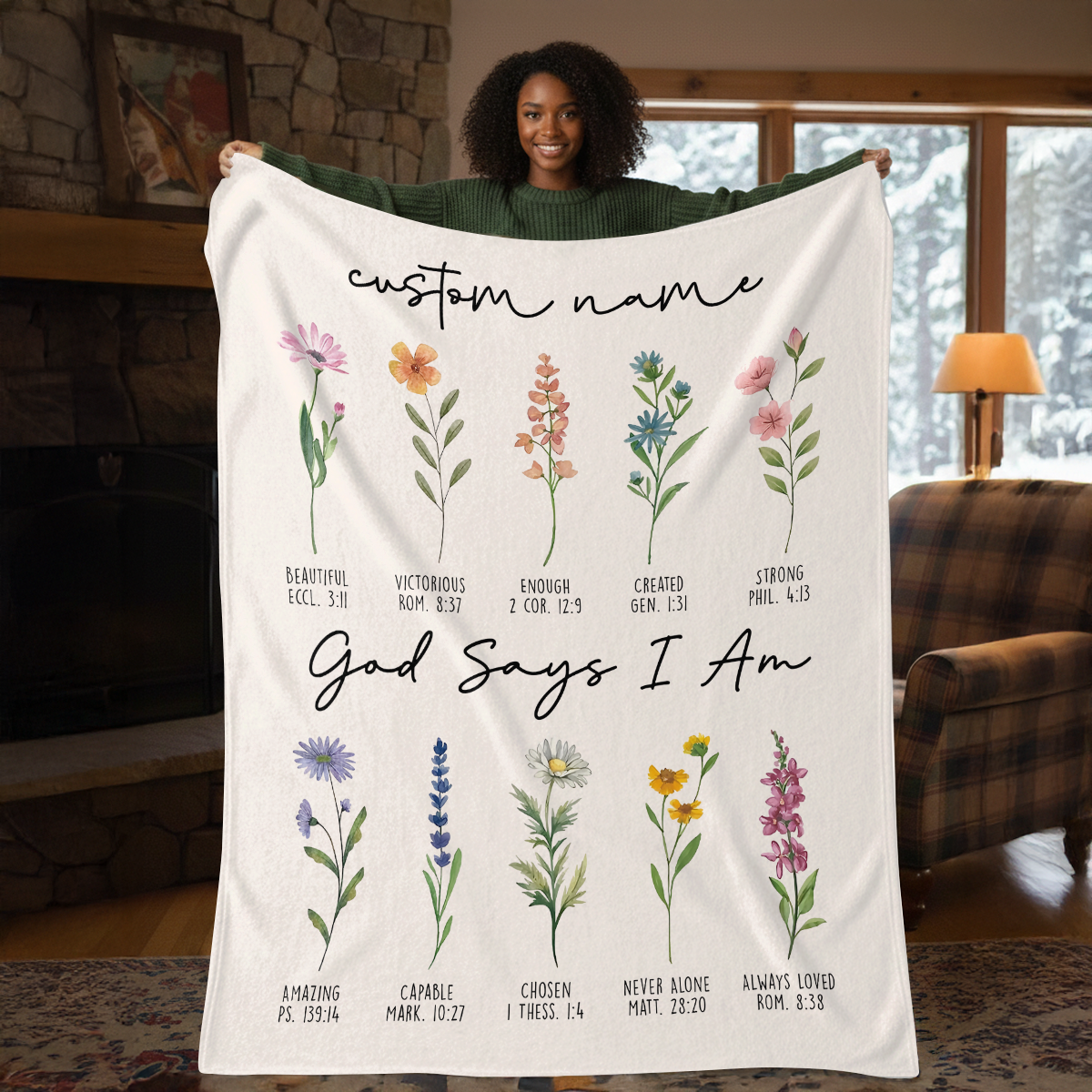 God Says I Am - Personalized  Sherpa Blanket