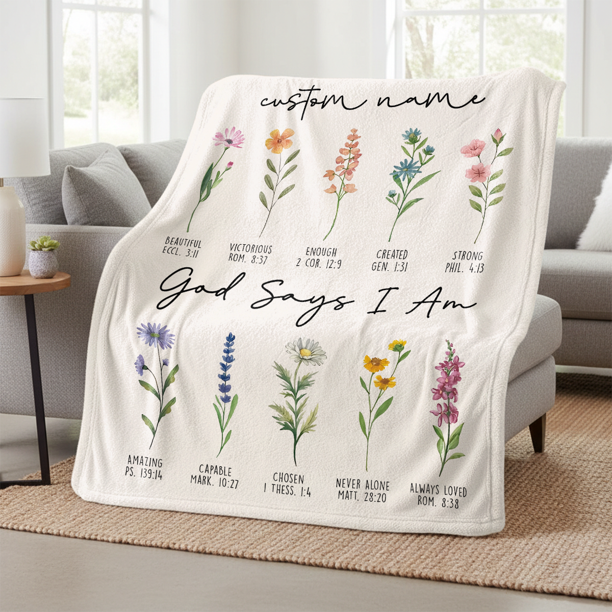 God Says I Am - Personalized  Sherpa Blanket