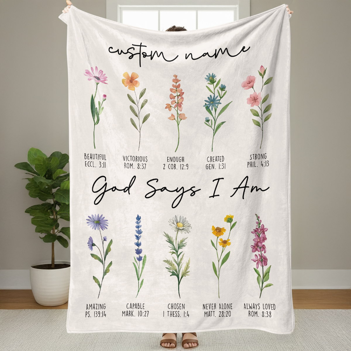 God Says I Am - Personalized  Sherpa Blanket