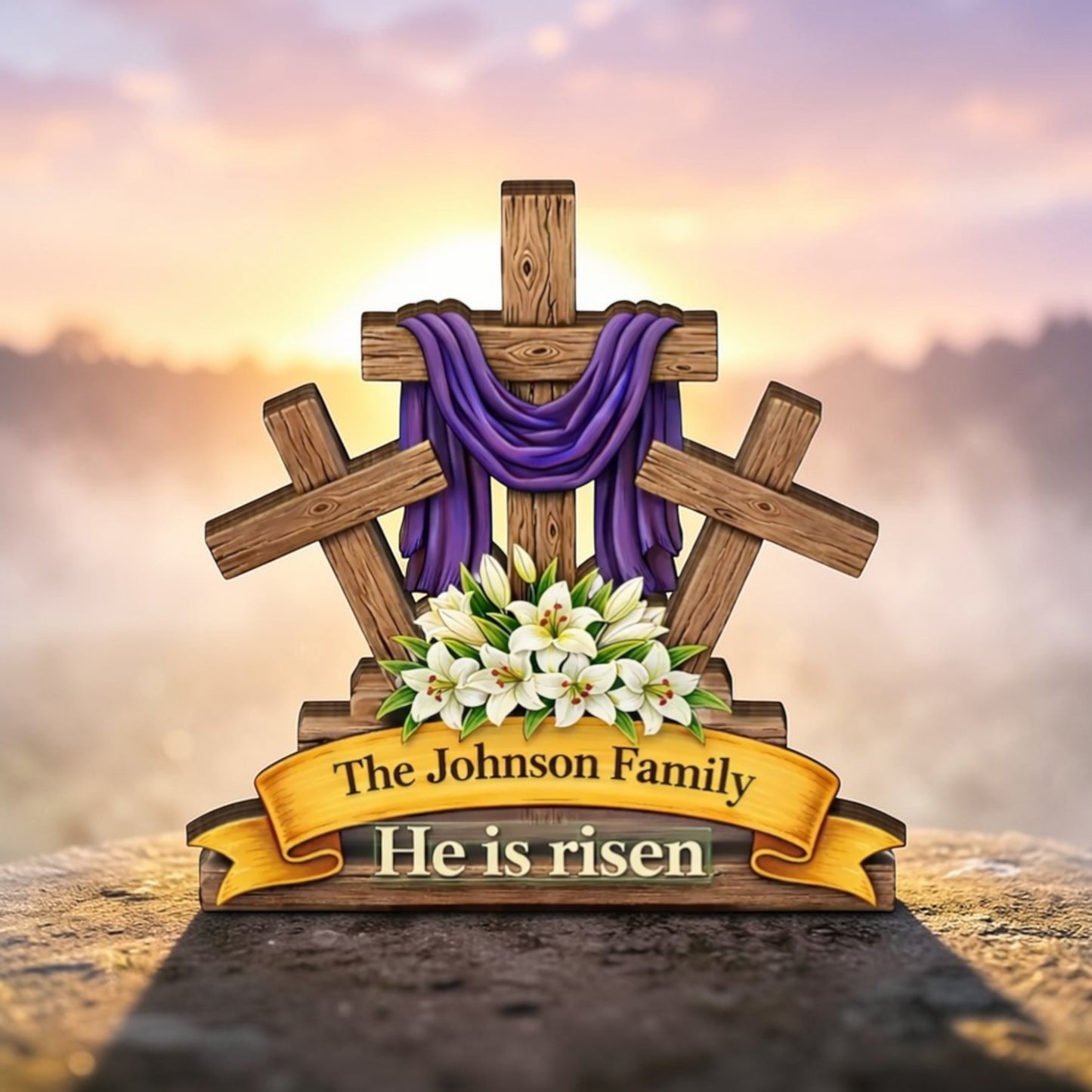 He Is Risen - Personalized Wooden Block
