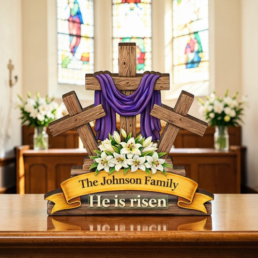 He Is Risen - Personalized Wooden Block