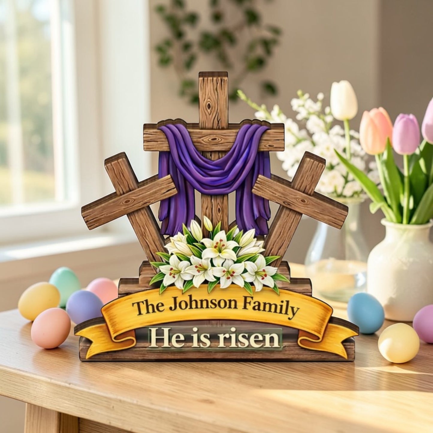 He Is Risen - Personalized Wooden Block