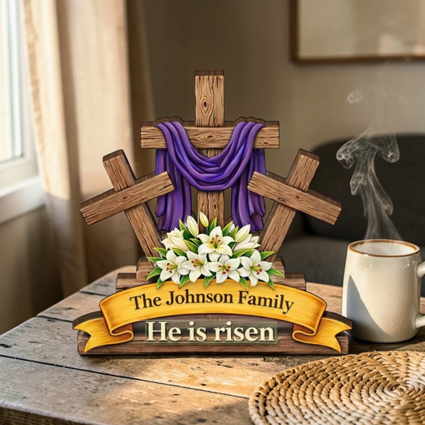 He Is Risen - Personalized Wooden Block