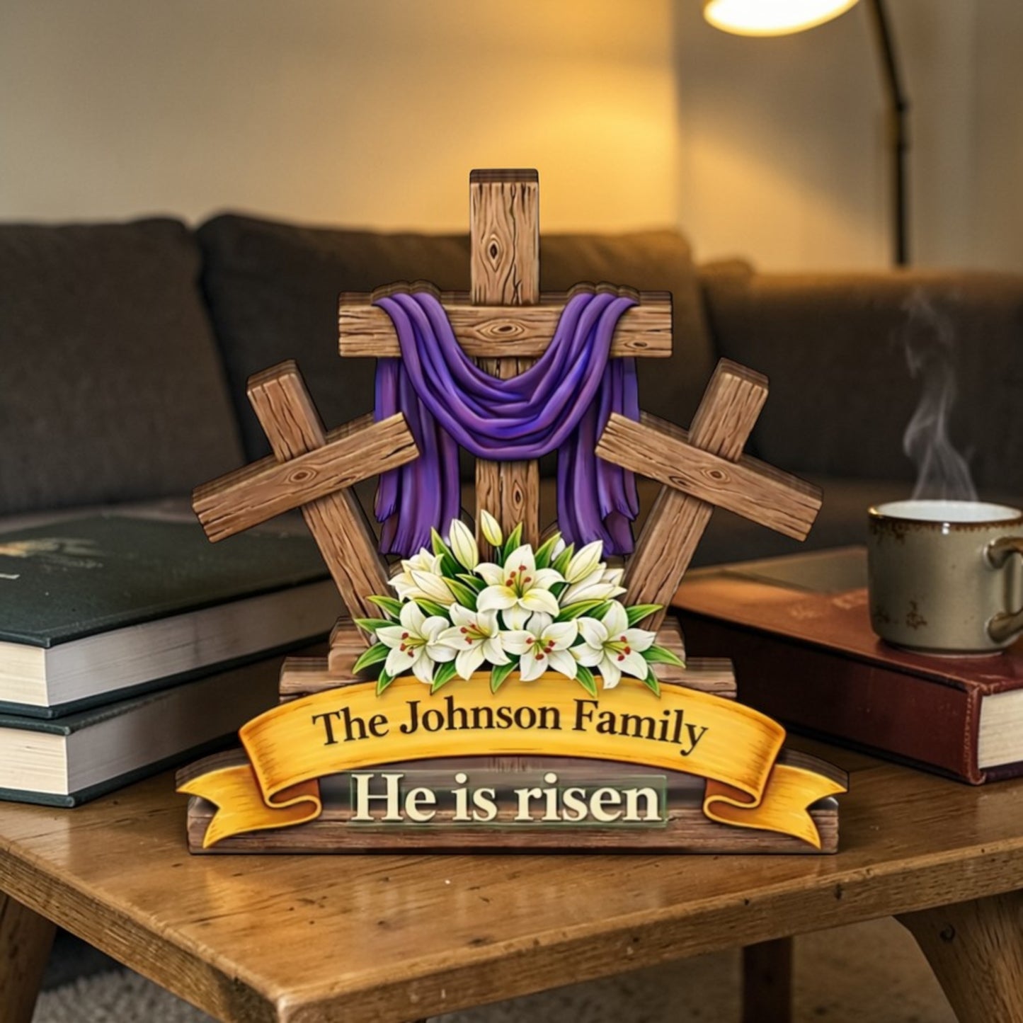 He Is Risen - Personalized Wooden Block