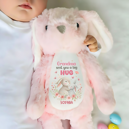 Grandma sent you a big Hug - Personalized Stuffed Bunny