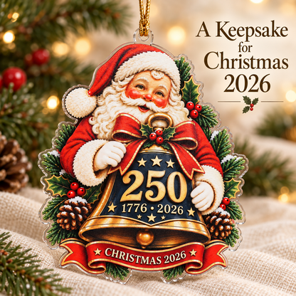 America 250th Anniversary Santa Bell Acrylic Ornament