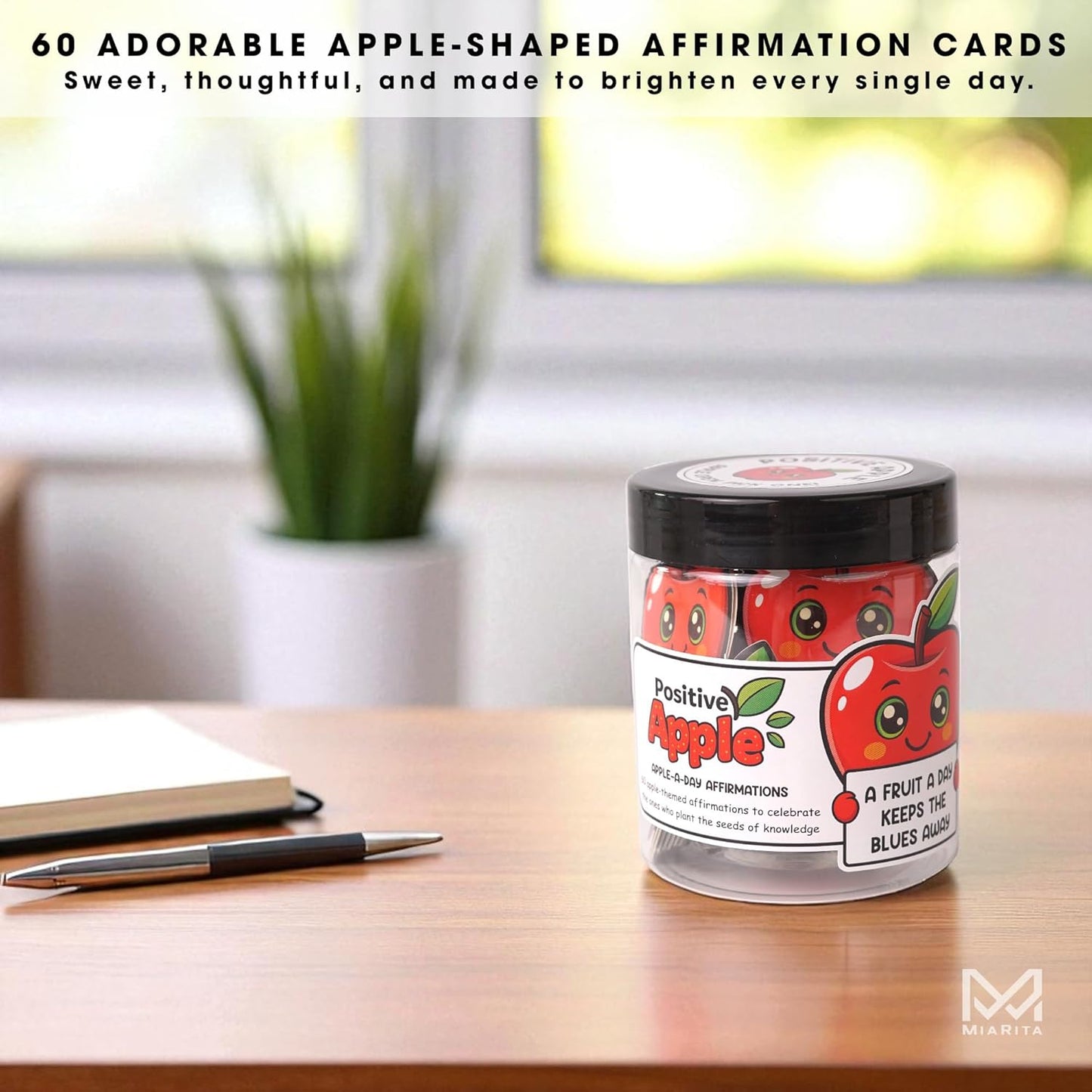 60 Positive Apple Daily Affirmation Cards Jar– Teacher Back to School Gifts - Apple for Teacher Gift - Teachers Gifts for Women -Teachers Day Graduation End of the Year Thank You Gift for Women