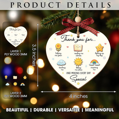 Heart Shaped Thank You Teacher Ornament 2025 – Christmas Appreciation Gift 2025 from Students for Teacher