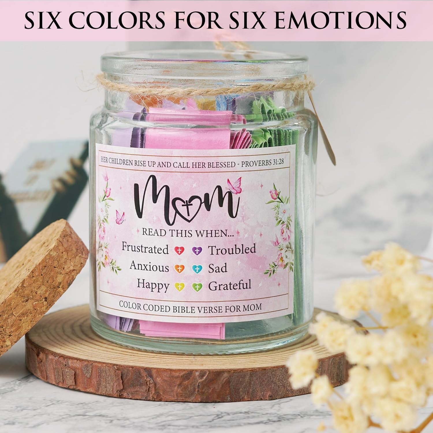 Bible Verses Jar for Mom, Christian Gifts for Women, Birthday Gifts for Women, Mothers Day Gifts from Daughter