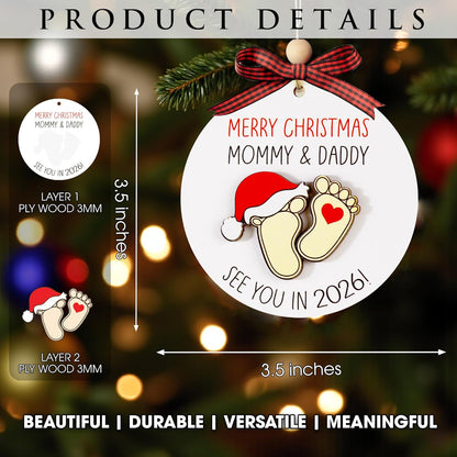 Baby First Christmas Ornament 2025, Expecting Baby Ornament 2026, New Mommy & Daddy Gift, Gifts for Expecting Parents Mom to Be, New Baby Ornaments, Pregnancy Ornament for Mommy & Daddy to Be