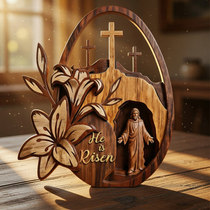 He Is Risen - Wooden Plaque