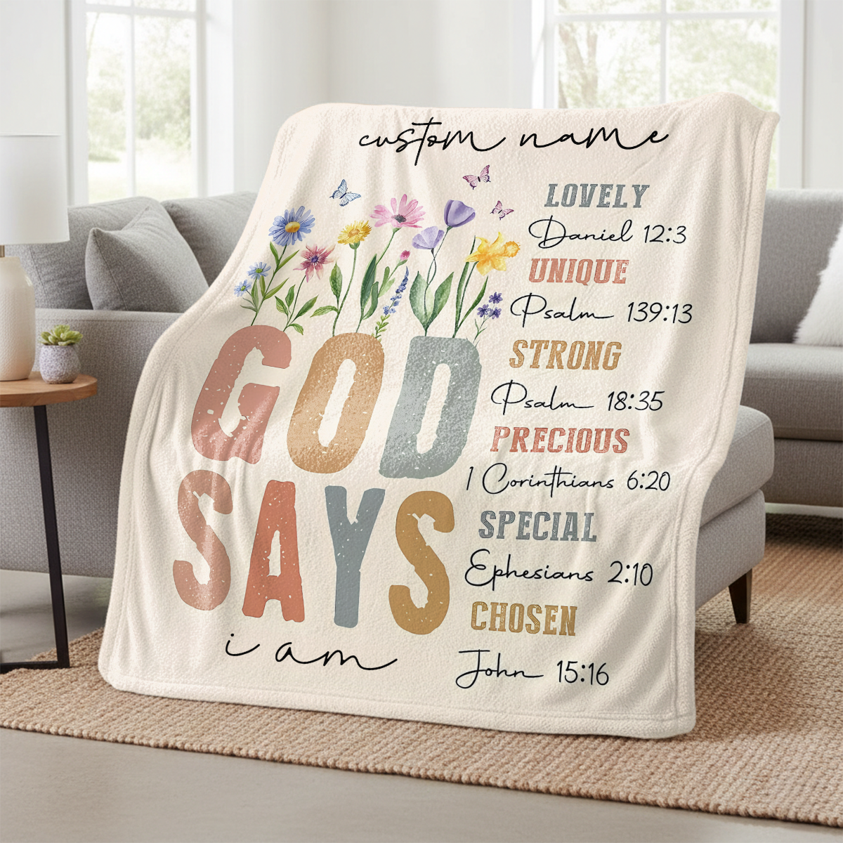 God Says I Am - Personalized  Sherpa Blanket