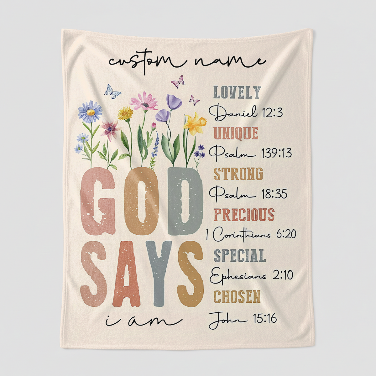 God Says I Am - Personalized  Sherpa Blanket