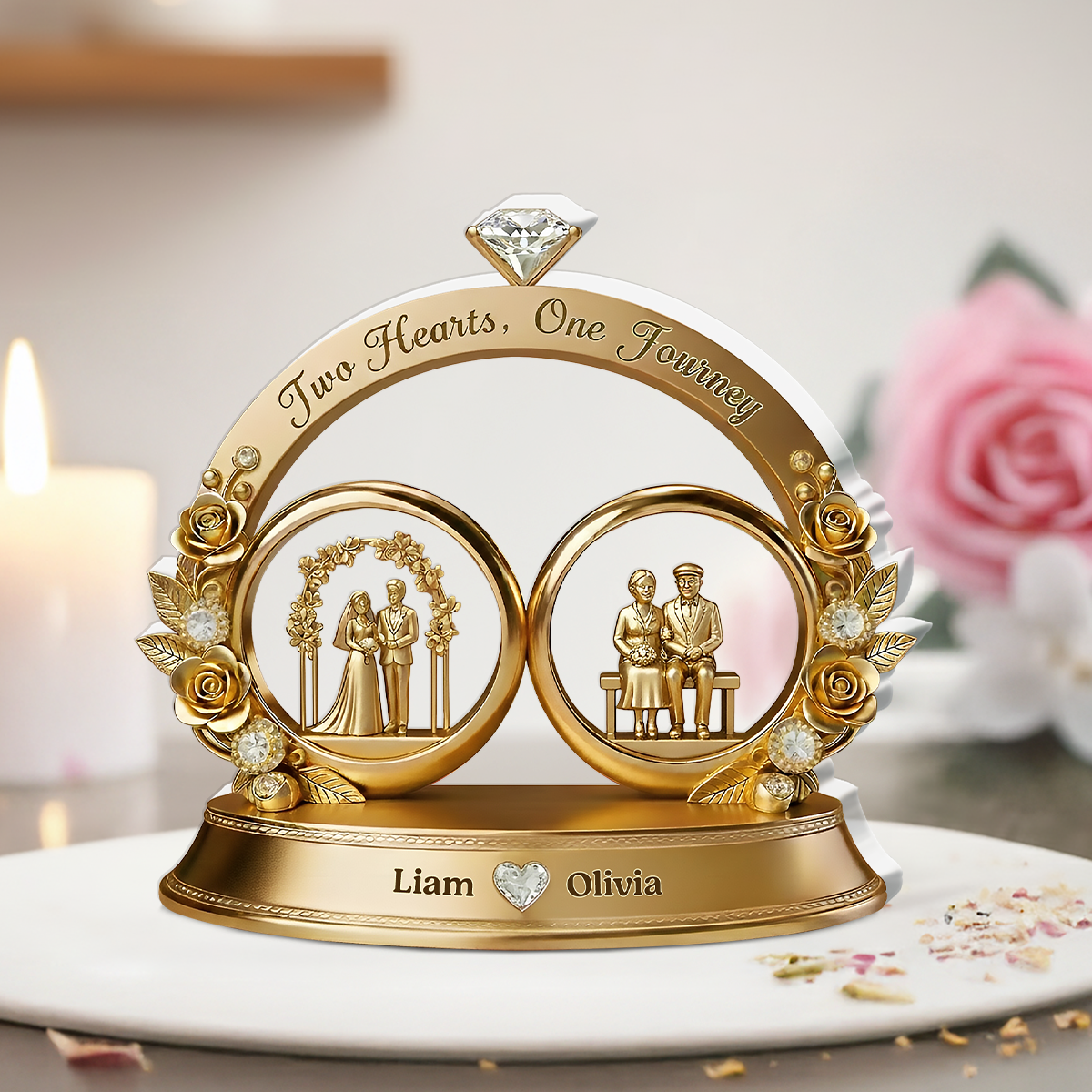 Two Heart, One Journey - Personalized Acrylic Plaque