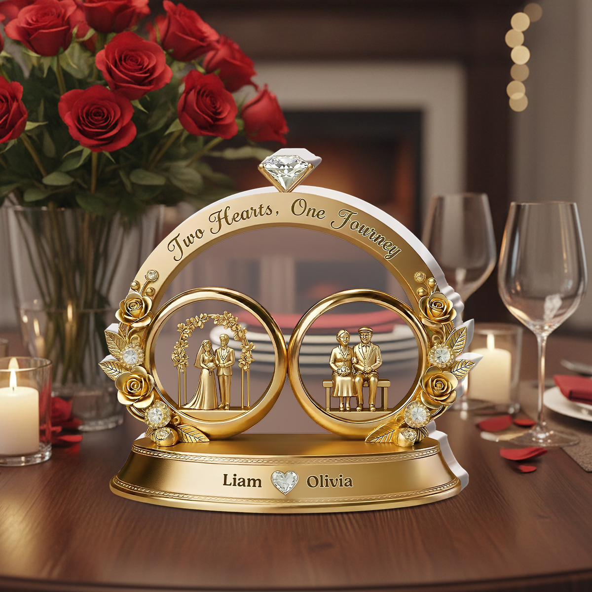 Two Heart, One Journey - Personalized Acrylic Plaque