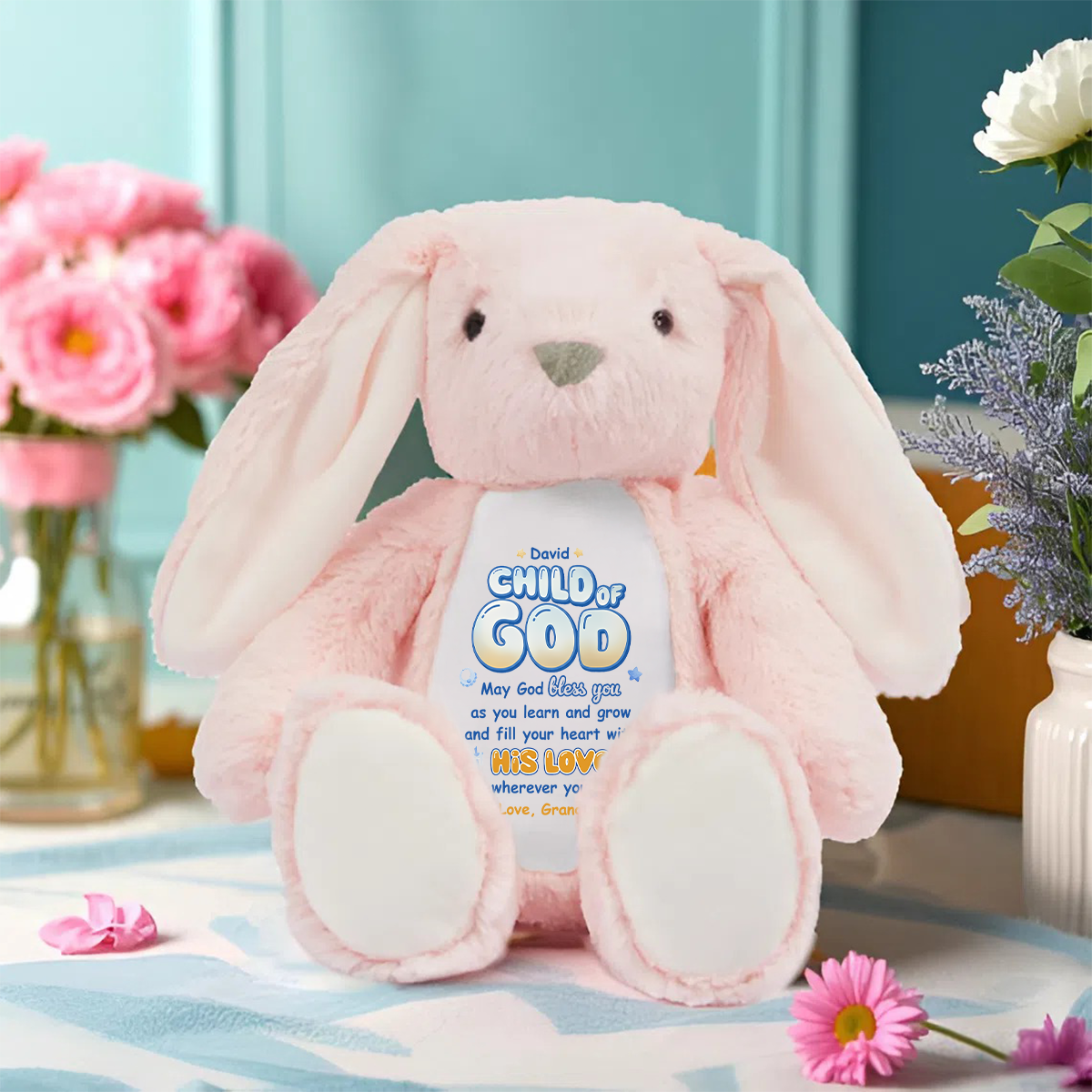 Child Of God - Personalized Stuffed Bunny