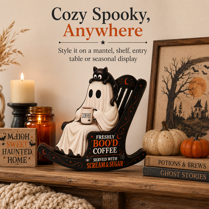 Freshly Boo’d Coffee Ghost Rocking Chair Decor