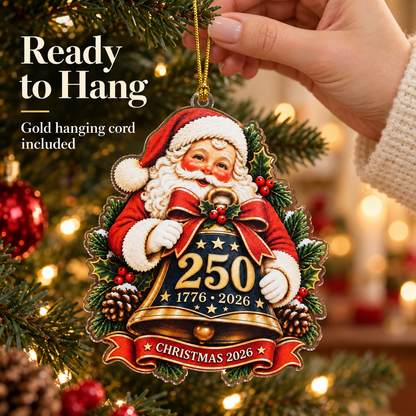 America 250th Anniversary Santa Bell Acrylic Ornament