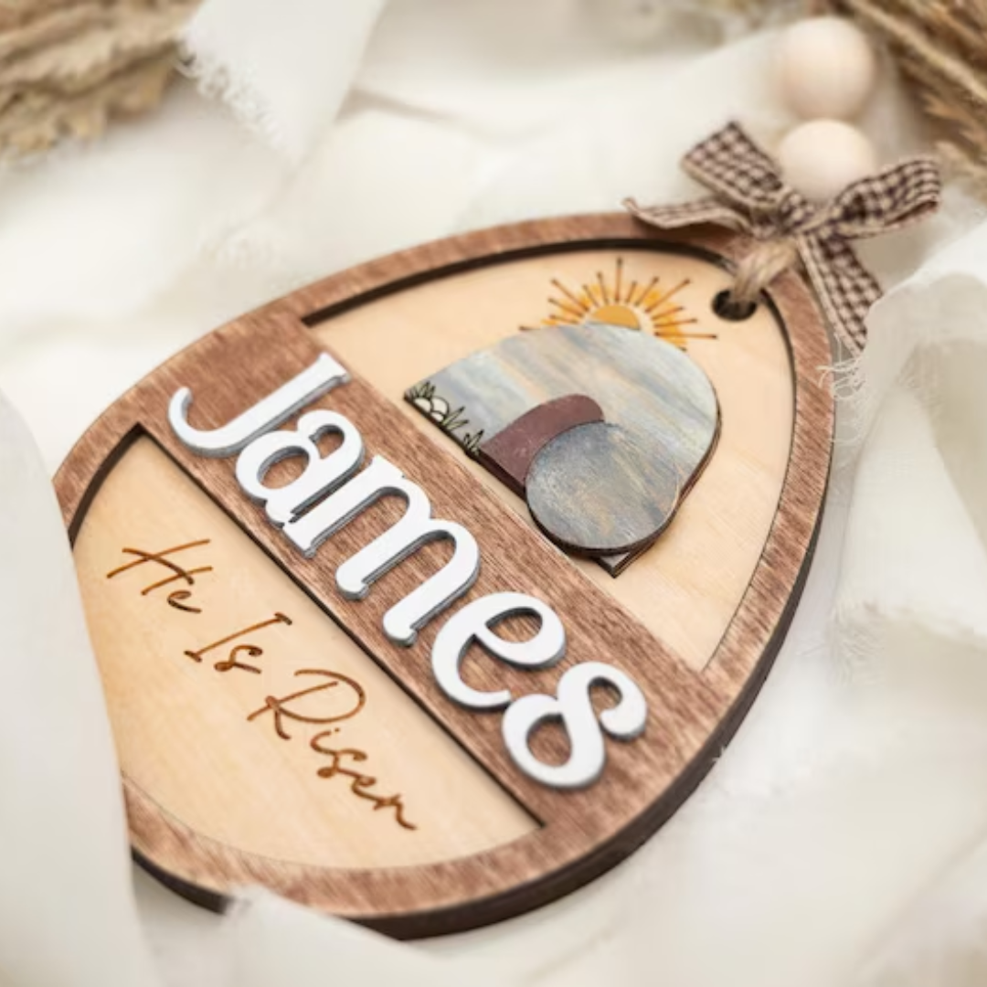 He Is Risen - Personalized Easter Basket Tag
