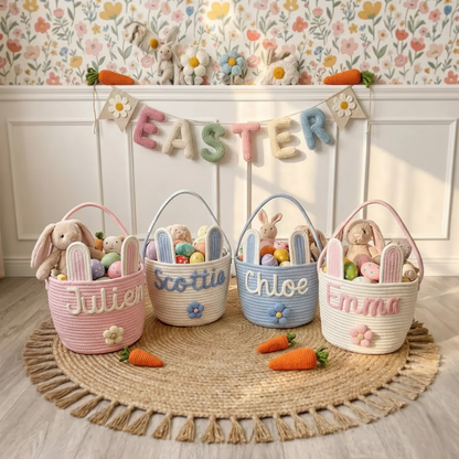 Crochet Easter Basket - Personalized Easter Basket With Name