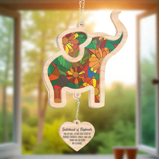 Elephant Ornaments for Sisterhood Friendship – Elephant Christmas Ornament, Sisterhood Gifts for Women, Friendship Ornaments for Women Friends, Elephants Suncatcher