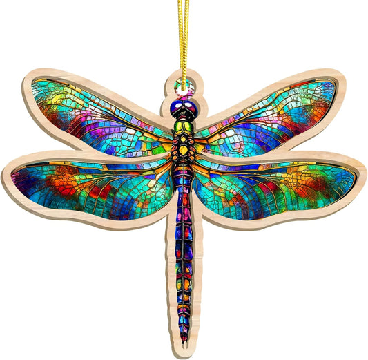 Dragonfly Gifts for Women, Dragonflies Decor Suncatcher Effect, Dragon Fly Stained Glass Effect, Dragonfly Ornaments for Christmas Tree Decoration, Birthday Gift for Mom, Dragon Fly Christmas Ornament