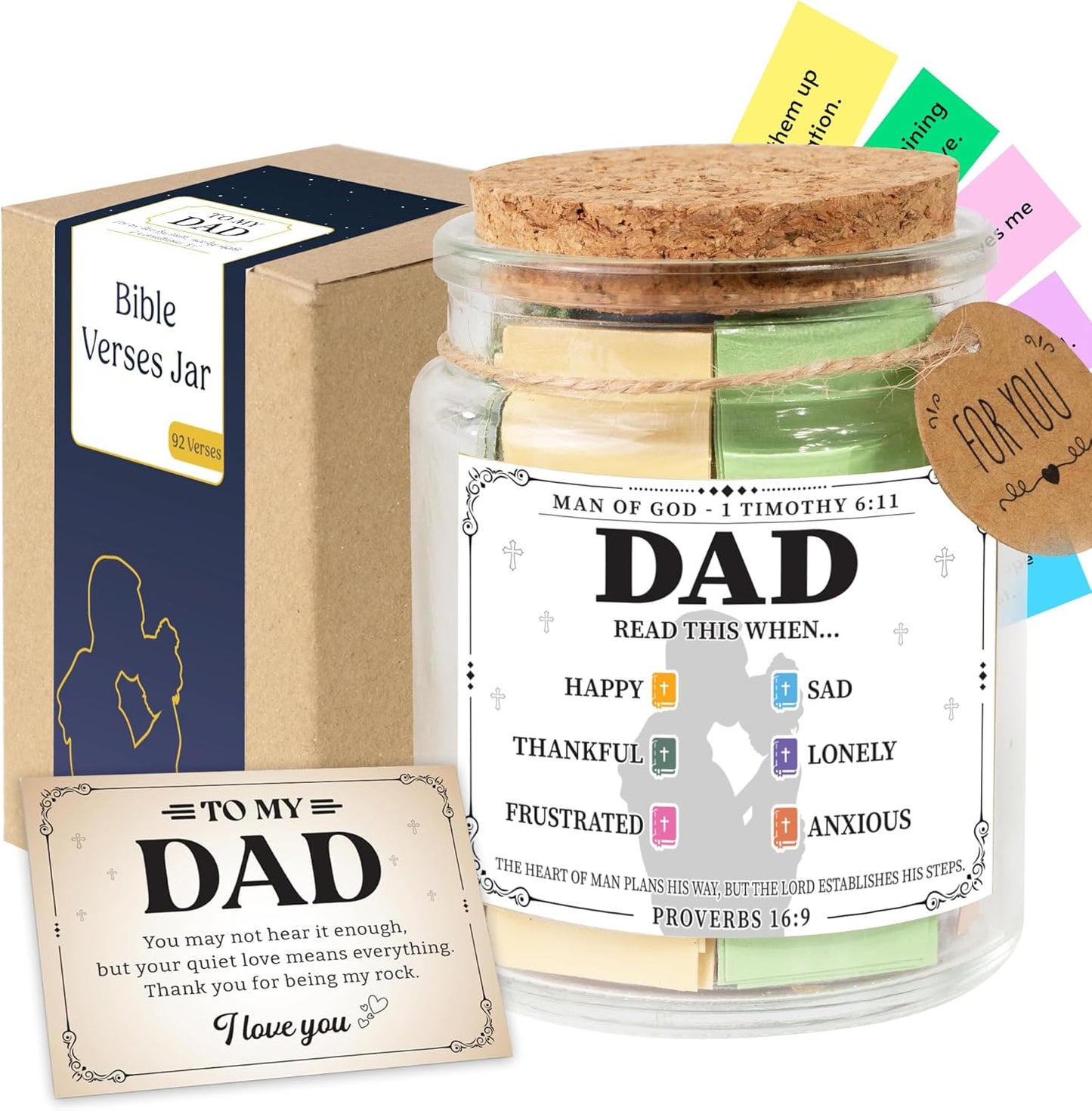 Bible Verses Jar for Dad, Fathers Day Gifts, Christian Gifts for Men, Bible Verse Jar, Bible Accessories, Prayer Jar, Hope Jar, Bible Stuff, Scripture Gifts.