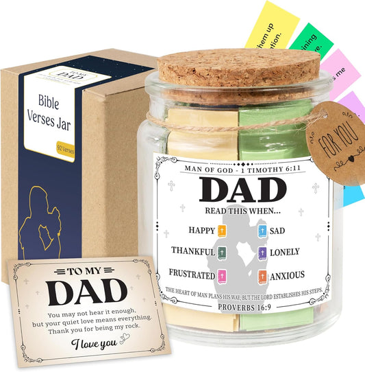 Bible Verses Jar for Dad, Fathers Day Gifts, Christian Gifts for Men, Bible Verse Jar, Bible Accessories, Prayer Jar, Hope Jar, Bible Stuff, Scripture Gifts.