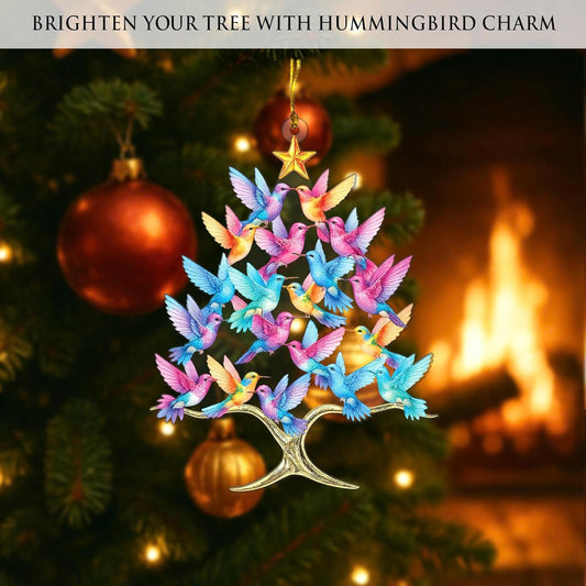 Hummingbird Christmas Ornament 2025, 3D Double Layer Acrylic Humming Bird Ornaments for Christmas Tree, Hummingbird Gifts for Women, White Elephant for Women, Xmas Tree Decorations