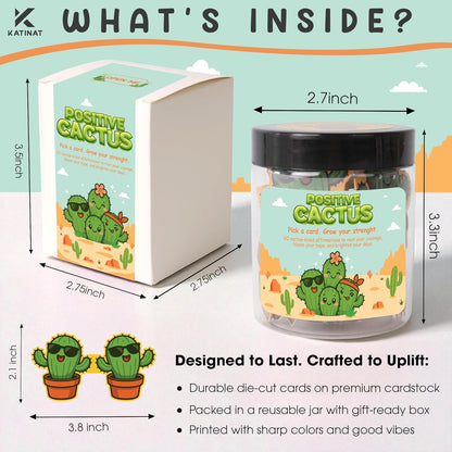 Emotional Supports Jar, Desk Accessories, Relaxation Gifts, Coworker Gifts for Women, Great Gift for Boss, Teacher, Friends (Positive Cactus)