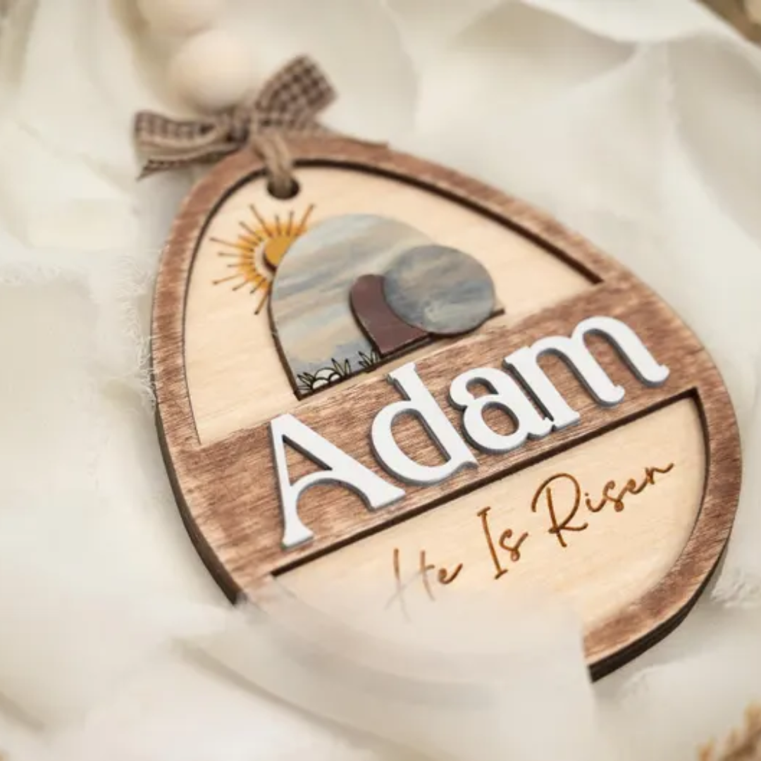 He Is Risen - Personalized Easter Basket Tag