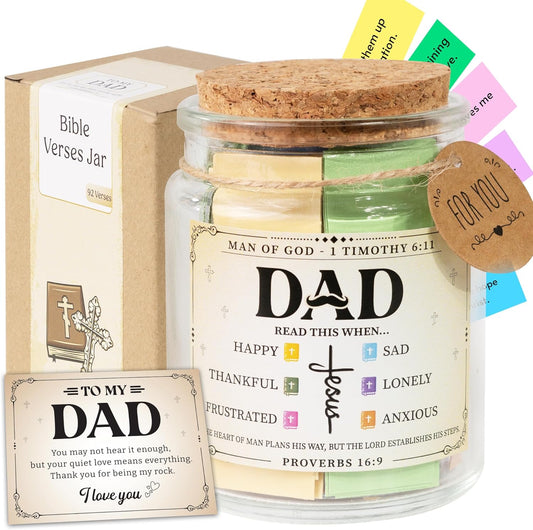 Bible Jar for Dad, Fathers Day Gifts for Dad, Christian Gifts for Men,Gifts for Dad, Prayer Jar, Hope Jar, Bible Stuff, Scripture Gifts.