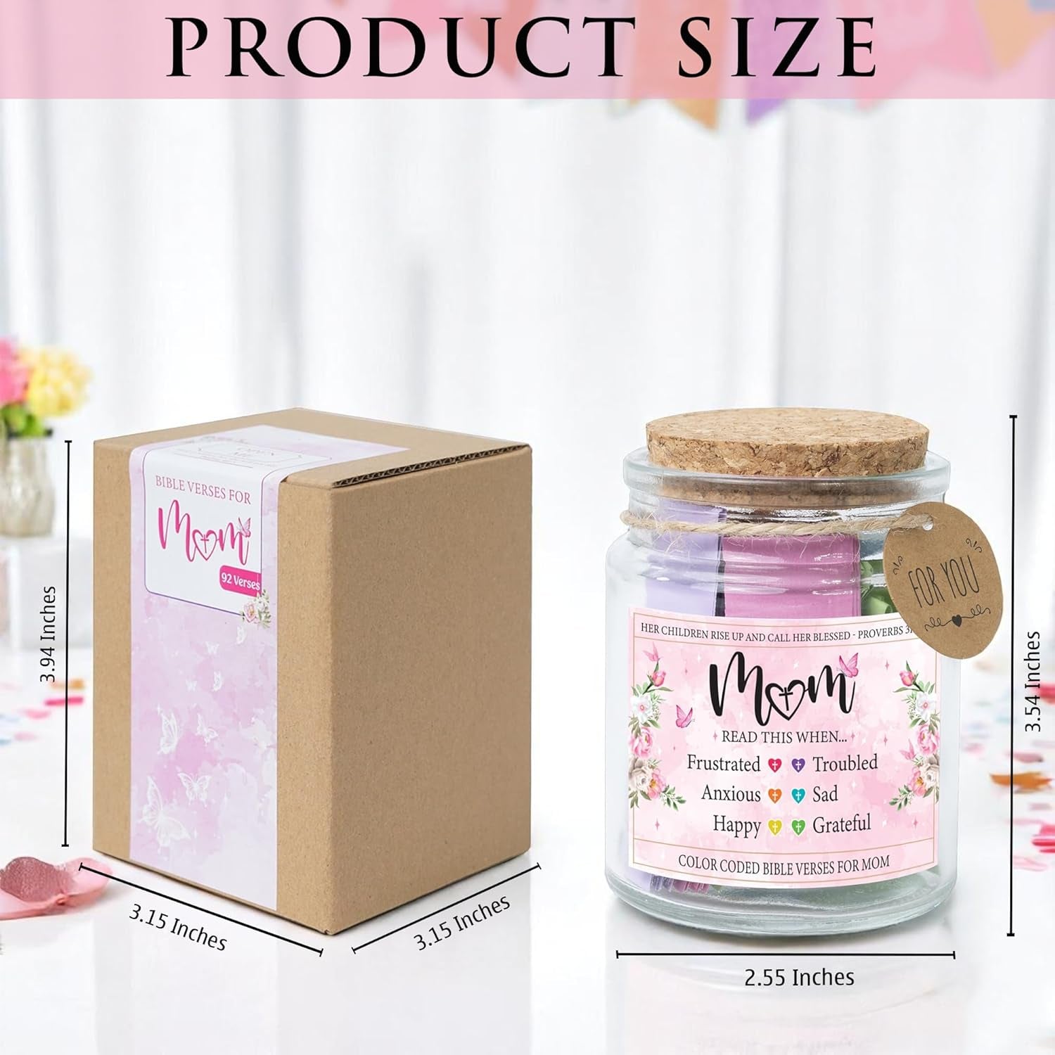 Bible Verses Jar for Mom, Christian Gifts for Women, Birthday Gifts for Women, Mothers Day Gifts from Daughter