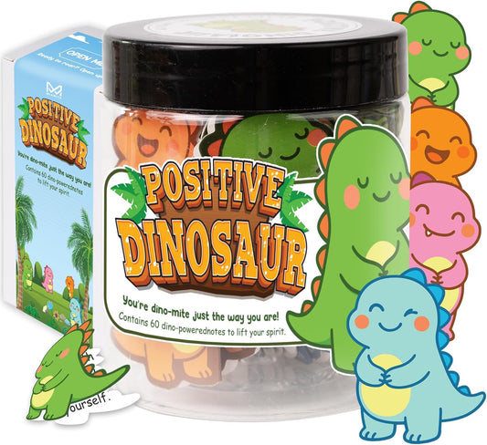 Positive Dinosaur Jar, Inspirational Dinosaur Gifts for Teens Girls Boys, 60 Affirmation Cards for Women, Teens, White Elephant Gifts, Teen Girl Gifts Trendy Stuff
