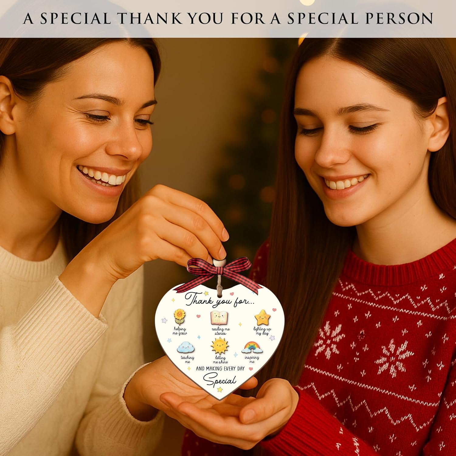 Heart Shaped Thank You Teacher Ornament 2025 – Christmas Appreciation Gift 2025 from Students for Teacher