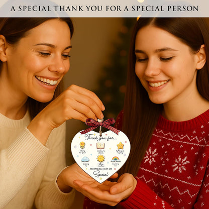 Heart Shaped Thank You Teacher Ornament 2025 – Christmas Appreciation Gift 2025 from Students for Teacher