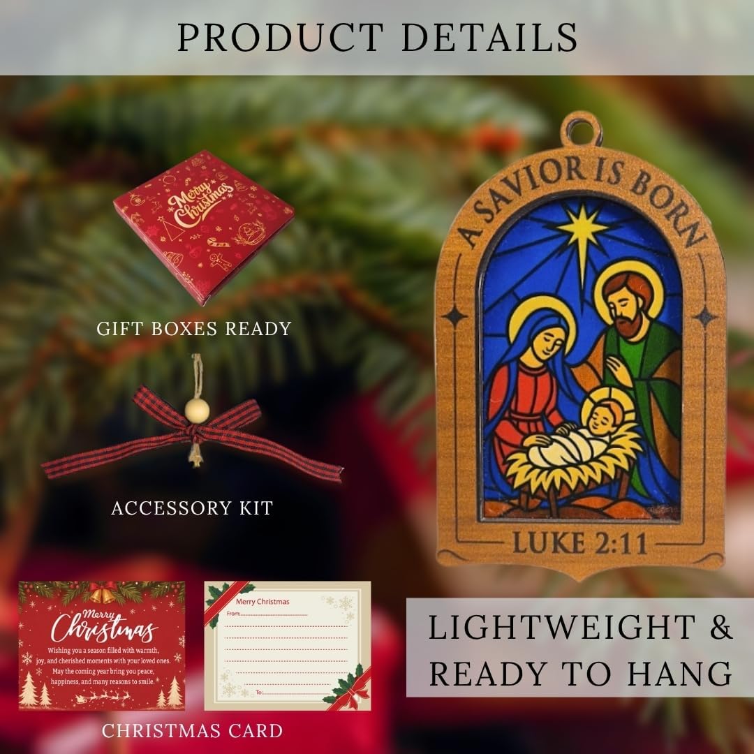 Luke 2:11 Stained Glass Nativity Ornament