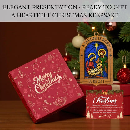 Luke 2:11 Stained Glass Nativity Ornament