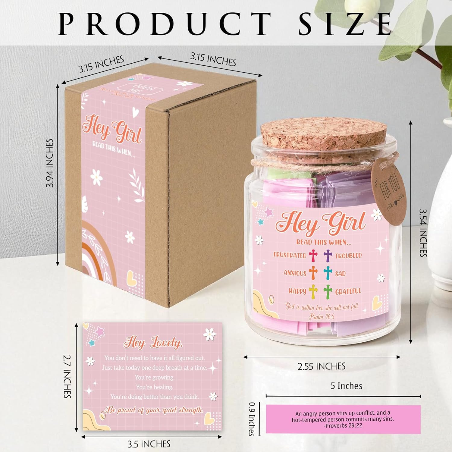 Hey Girl Bible Verse Jar – 92 Encouraging Scriptures for Teen Girls, Trendy Stuff & Gifts for Teen Girl, Back to School Essentials, Birthday Gifts & Christian Inspirational Jar for Teens