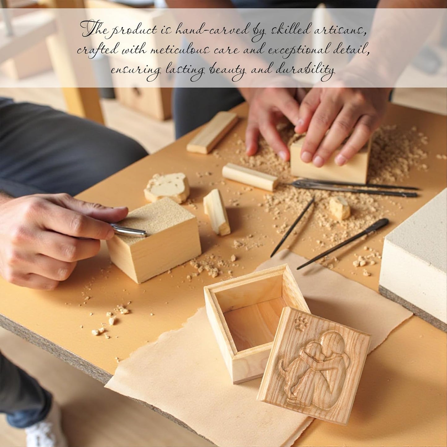 Hand-Carved Wooden Friendship Keepsake Box, Sculpted Hand-Painted Keepsake Box Forever True, Forever Friends, Holds Jewelry and Treasures (- KL Mother & Dog Box)