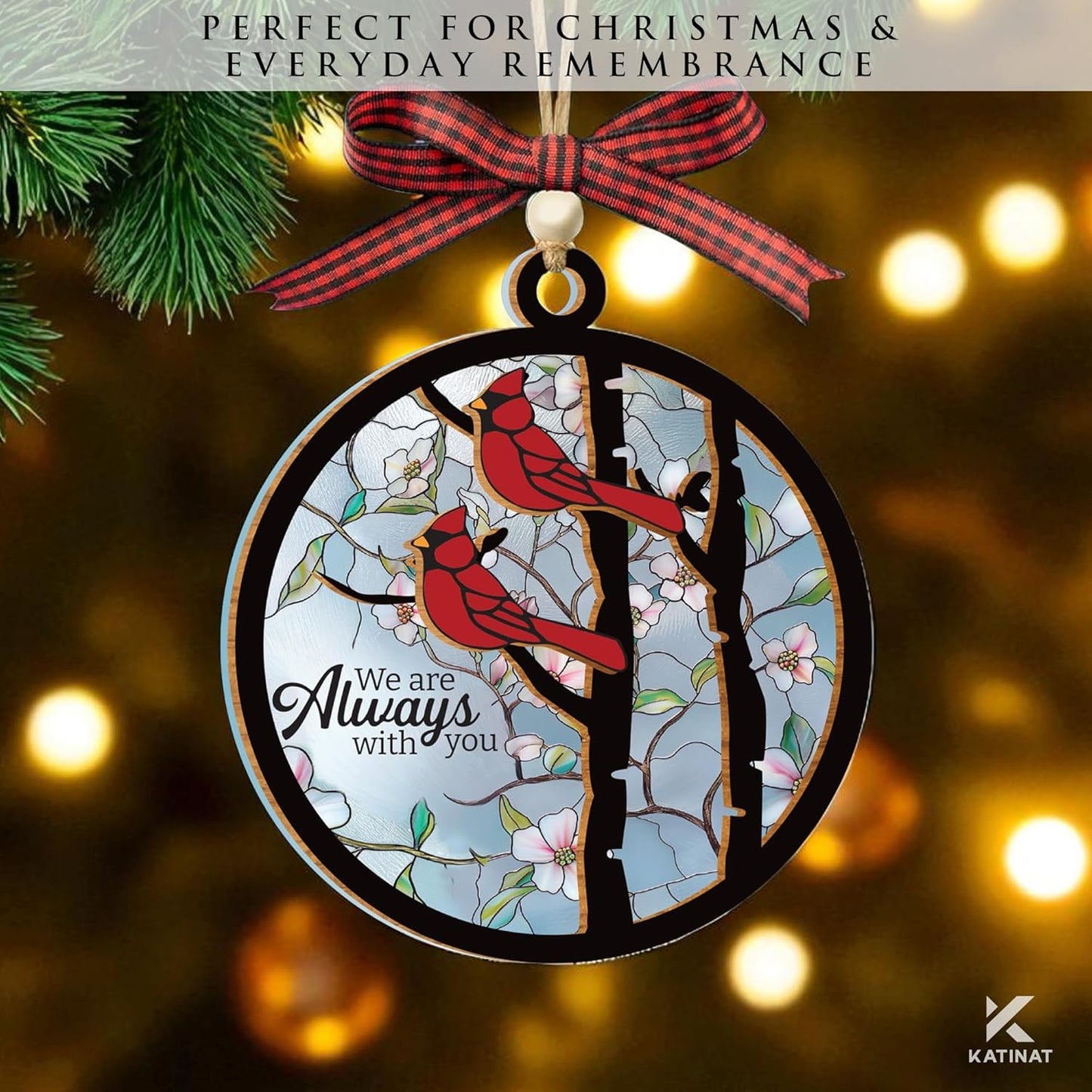 Christmas Ornament 2025 - Ornaments for Christmas Tree, Christmas Tree Ornament, Acrylic Christmas Ornaments, Suncatcher Effect Stained Glass Window Hanging (- KL Cardinal Ornament)