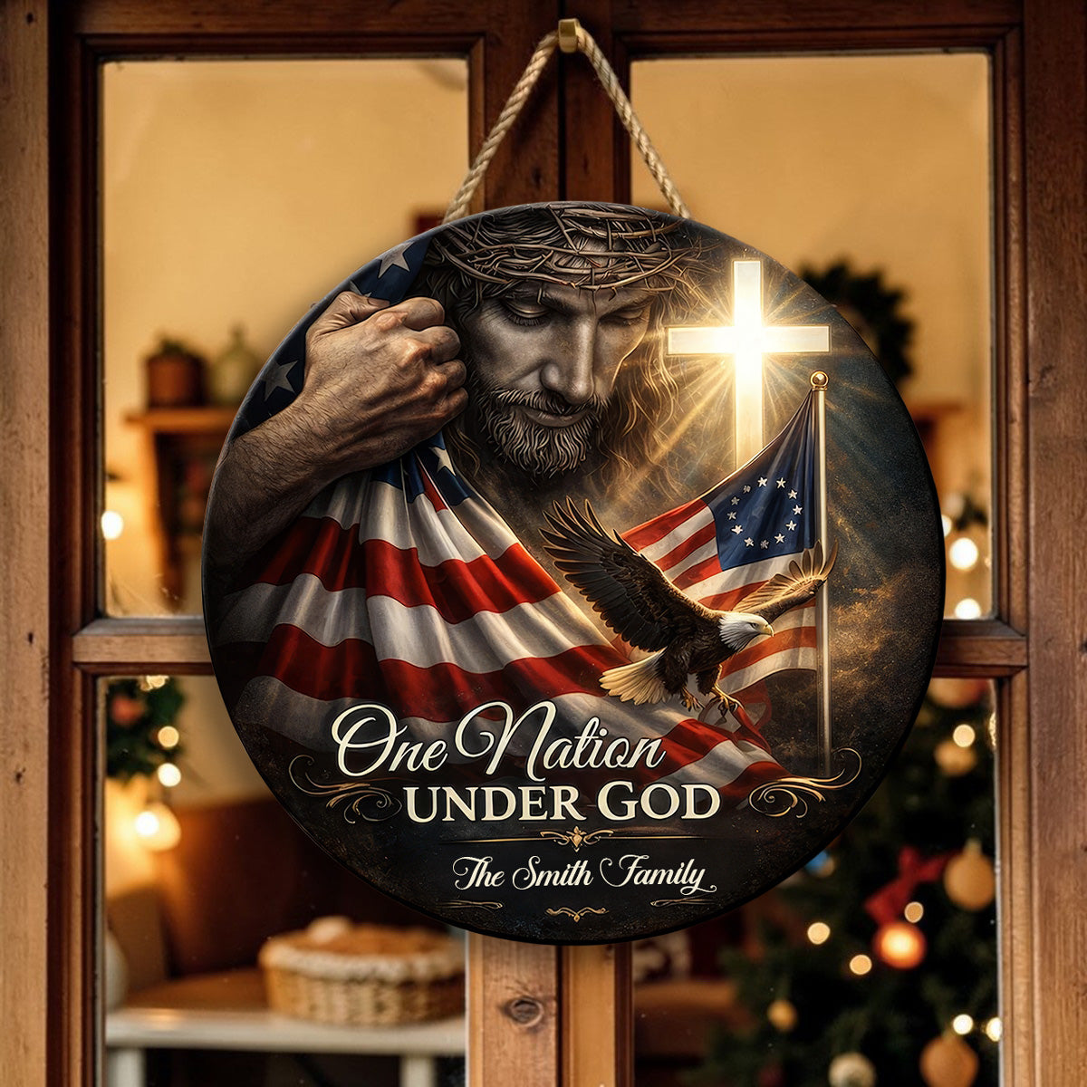 One Nation Under God - Personalized Door Sign