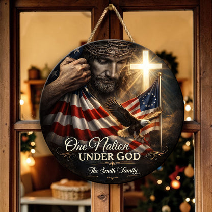 One Nation Under God - Personalized Door Sign