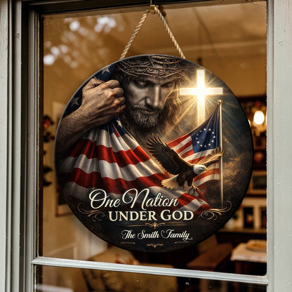 One Nation Under God - Personalized Door Sign
